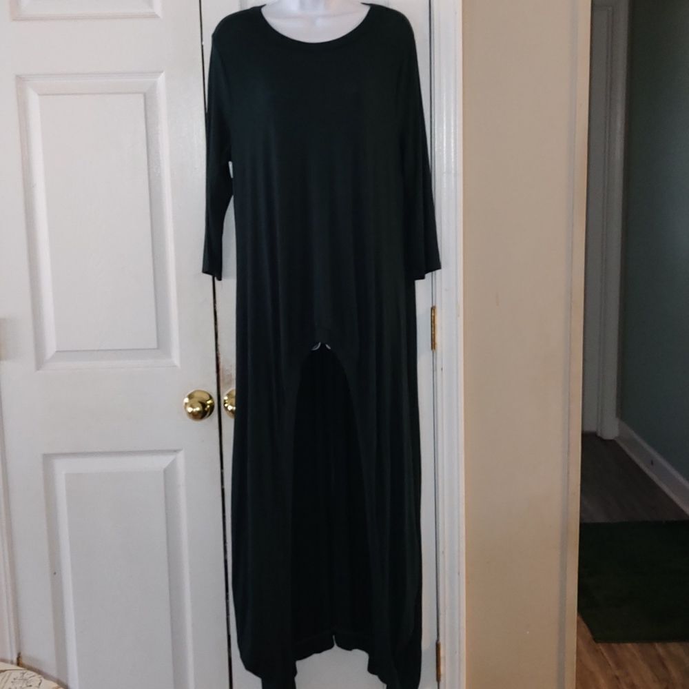 Annabelle  Flowy High Low Maxi Tunic Top  Duster  deep forest green  Sz L XL